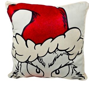 The grinch Dr Seuss who's merry 16x16 decorative pillow nwt